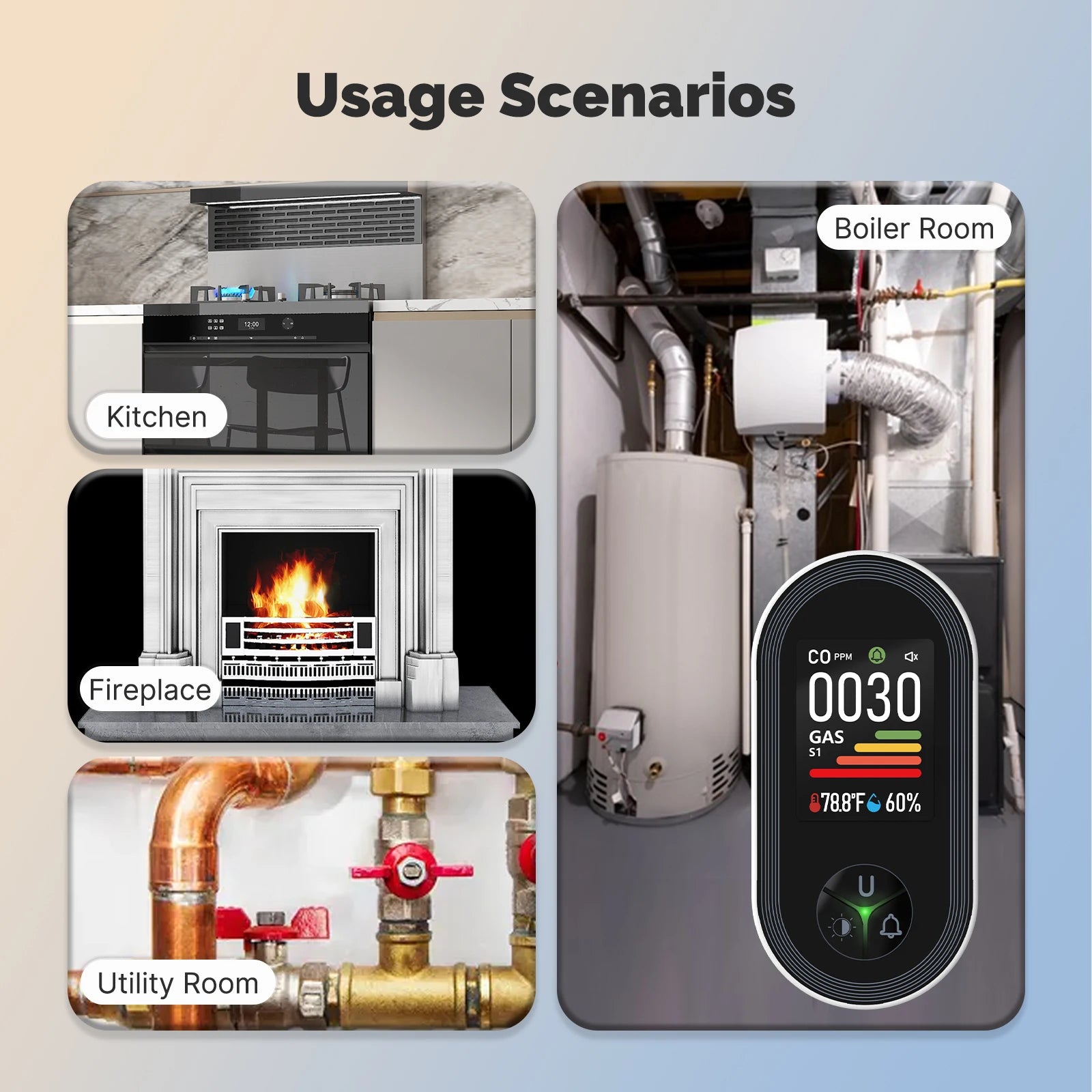 4-in-1 Gas Leak Detector Monitor